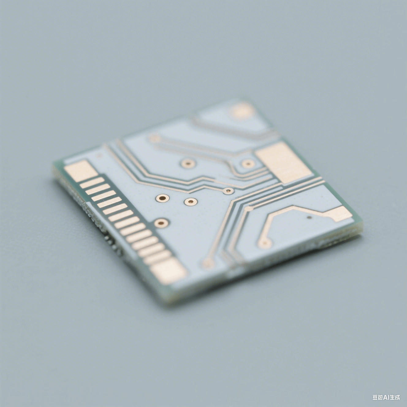 清晰展示 PCB 陶瓷電路板表面的陶瓷基板和導(dǎo)電線路，突出陶瓷基板的質(zhì)感和線路的精細(xì)程度