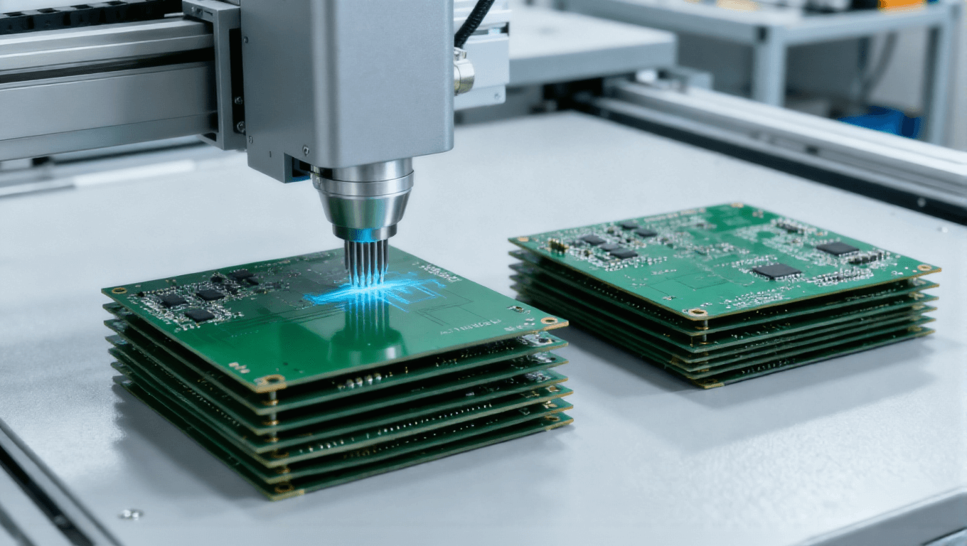 工業(yè)控制4層PCB飛針5%抽測場景，覆蓋良品與不良品將漏測率降至0.2%