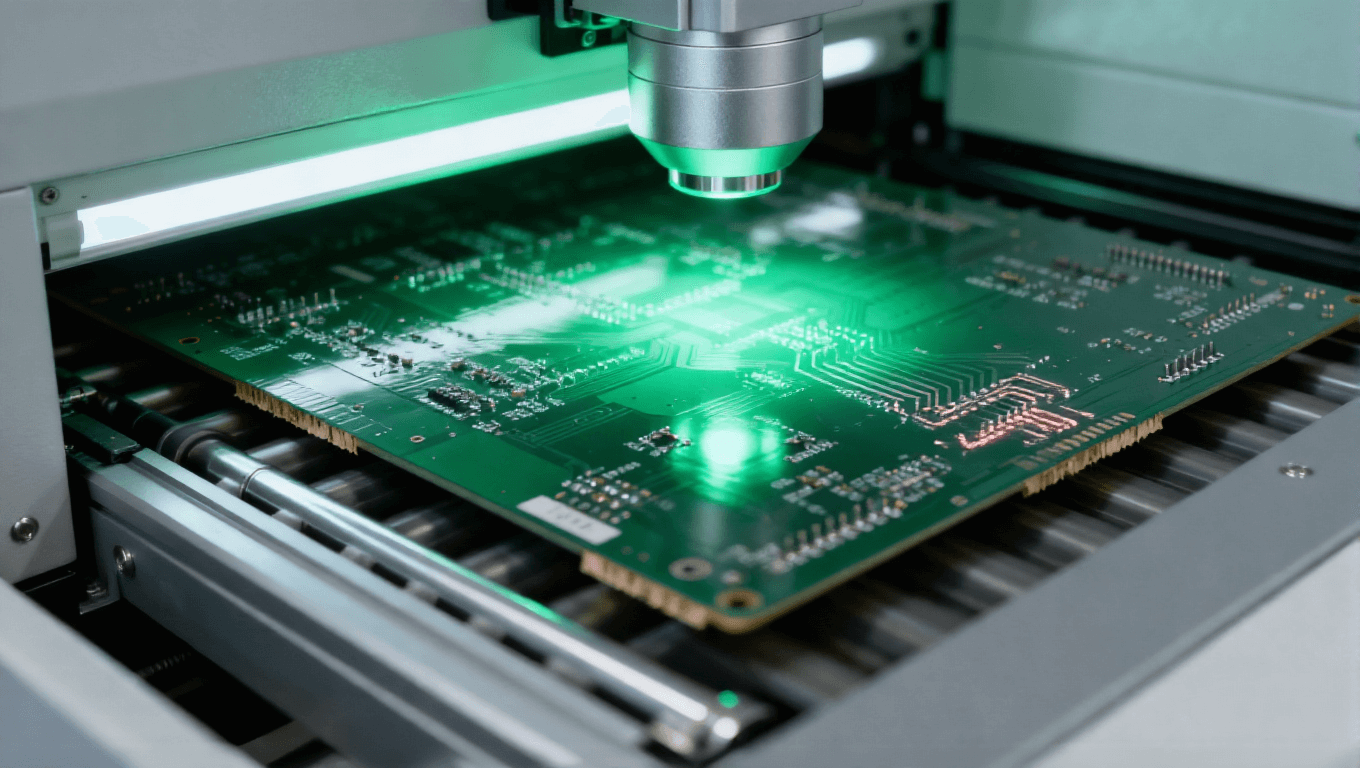 汽車電子8層高壓PCB AOI初篩場景，0.5元片低成本快速識別外觀缺陷