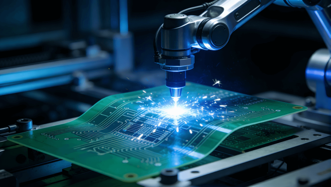 超聲探頭柔性板高精度激光生產(chǎn)工藝現(xiàn)場，展示先進的微米級加工技術與自動化質(zhì)量控制